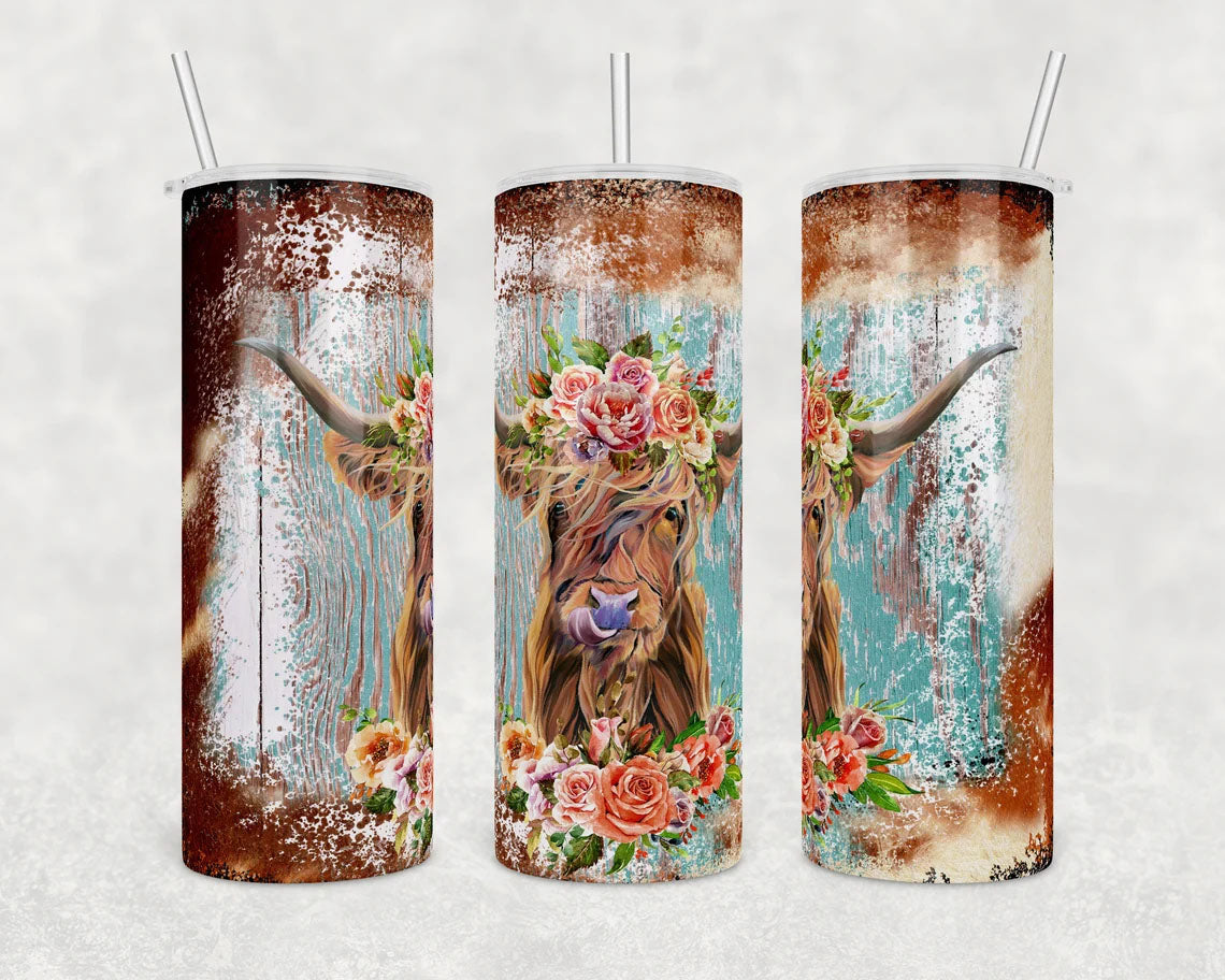 Highland Cow 20 Oz Skinny Tumbler