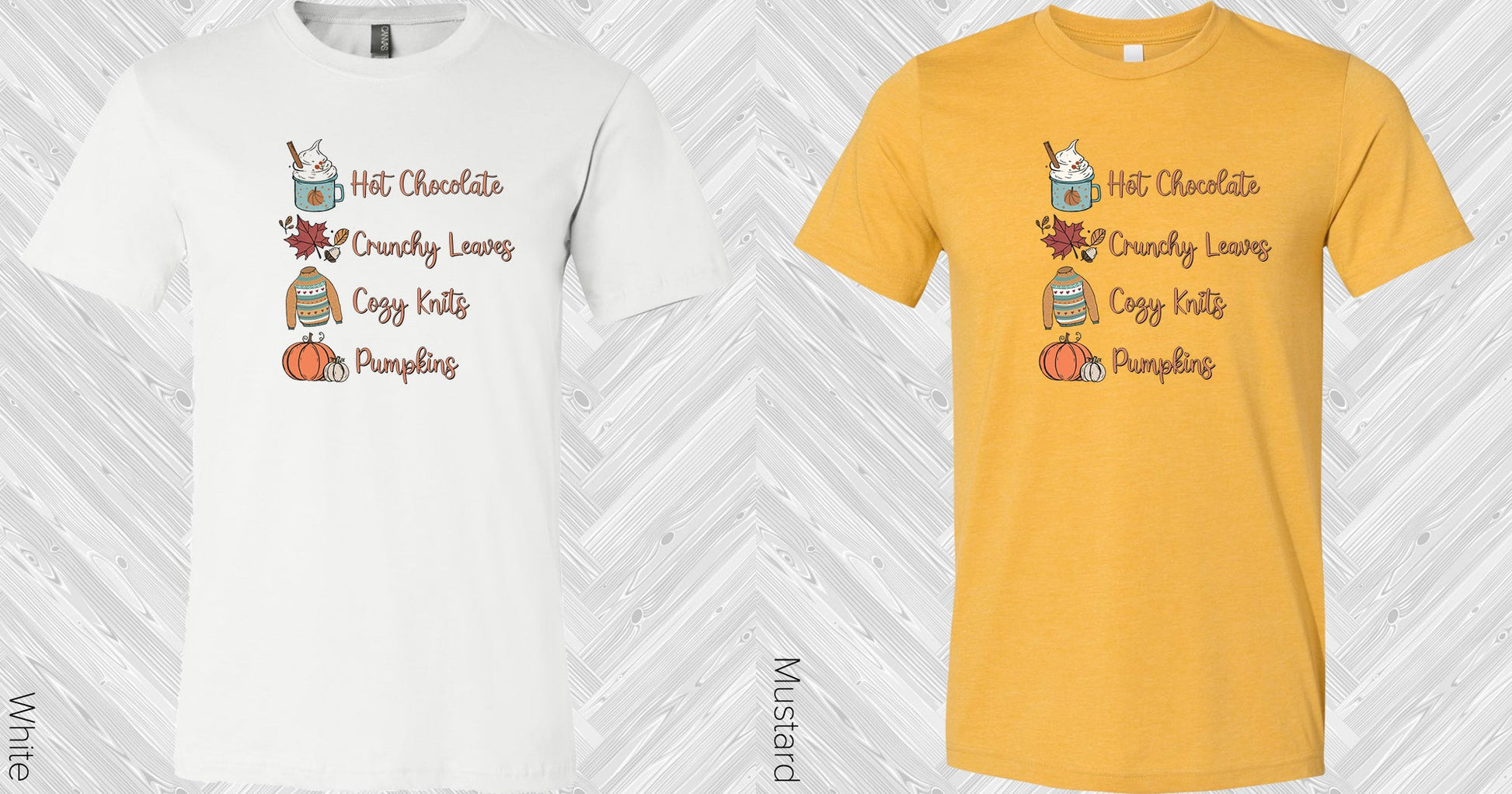 Hot Chocolate Crunchy Leaves Cozy Knits Pumpkins Graphic Tee Graphic Tee