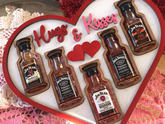 Hugs & Kisses Valentine Shooter Holder Wood