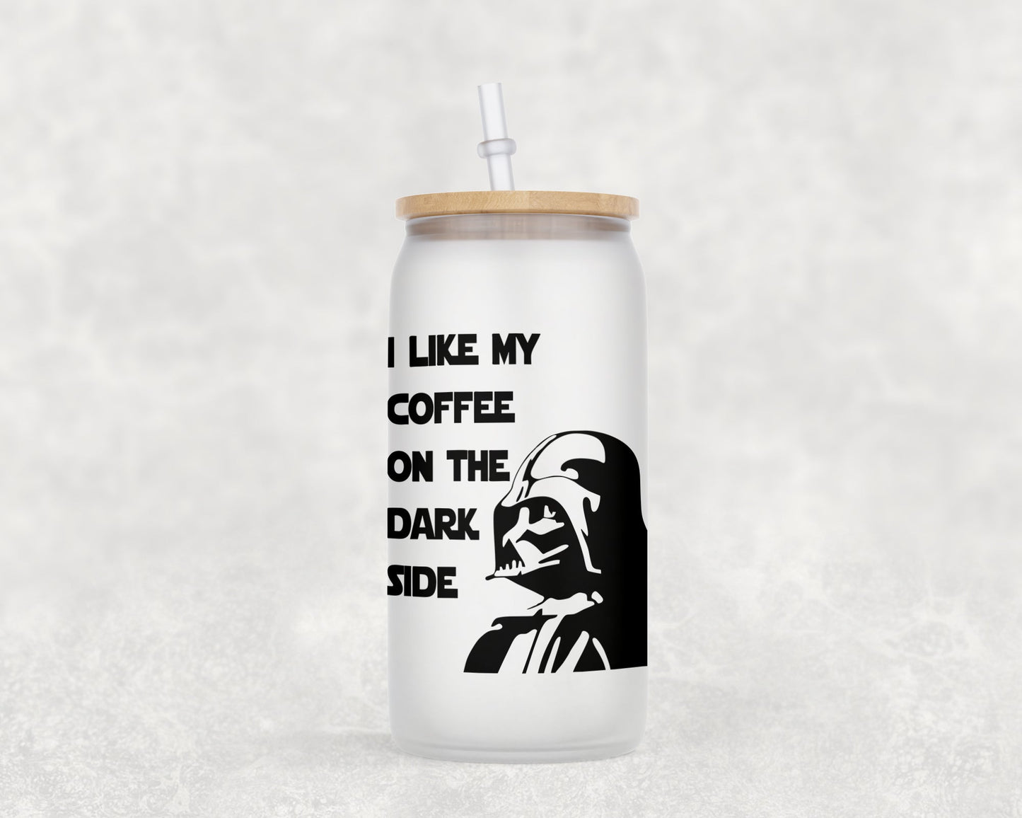 I Like My Coffee On The Dark Side 16 Oz Glass Can Mug