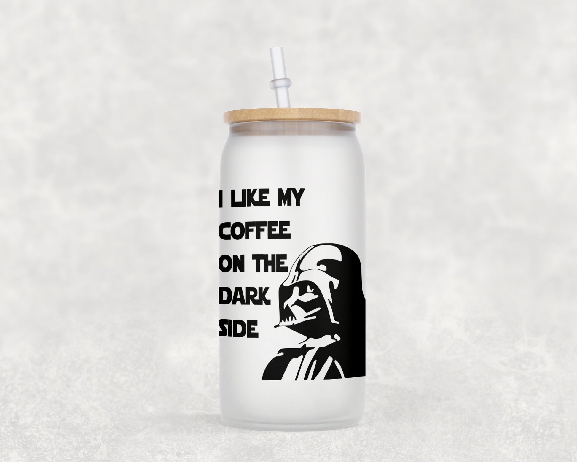 I Like My Coffee On The Dark Side 16 Oz Glass Can Mug