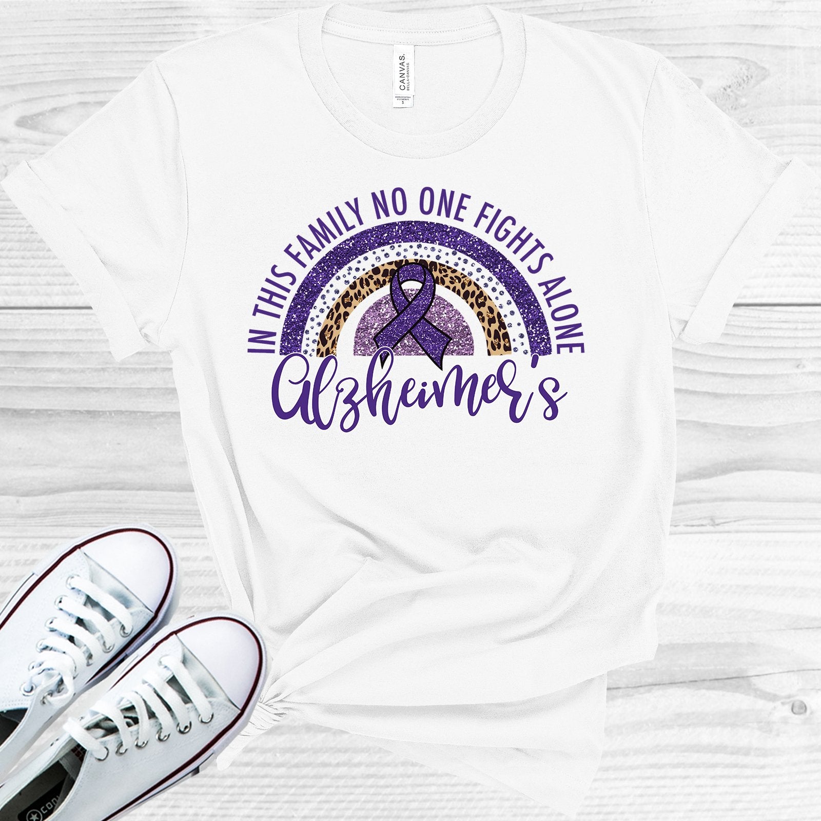 In This Family No One Fights Alone Alzheimers Graphic Tee Graphic Tee