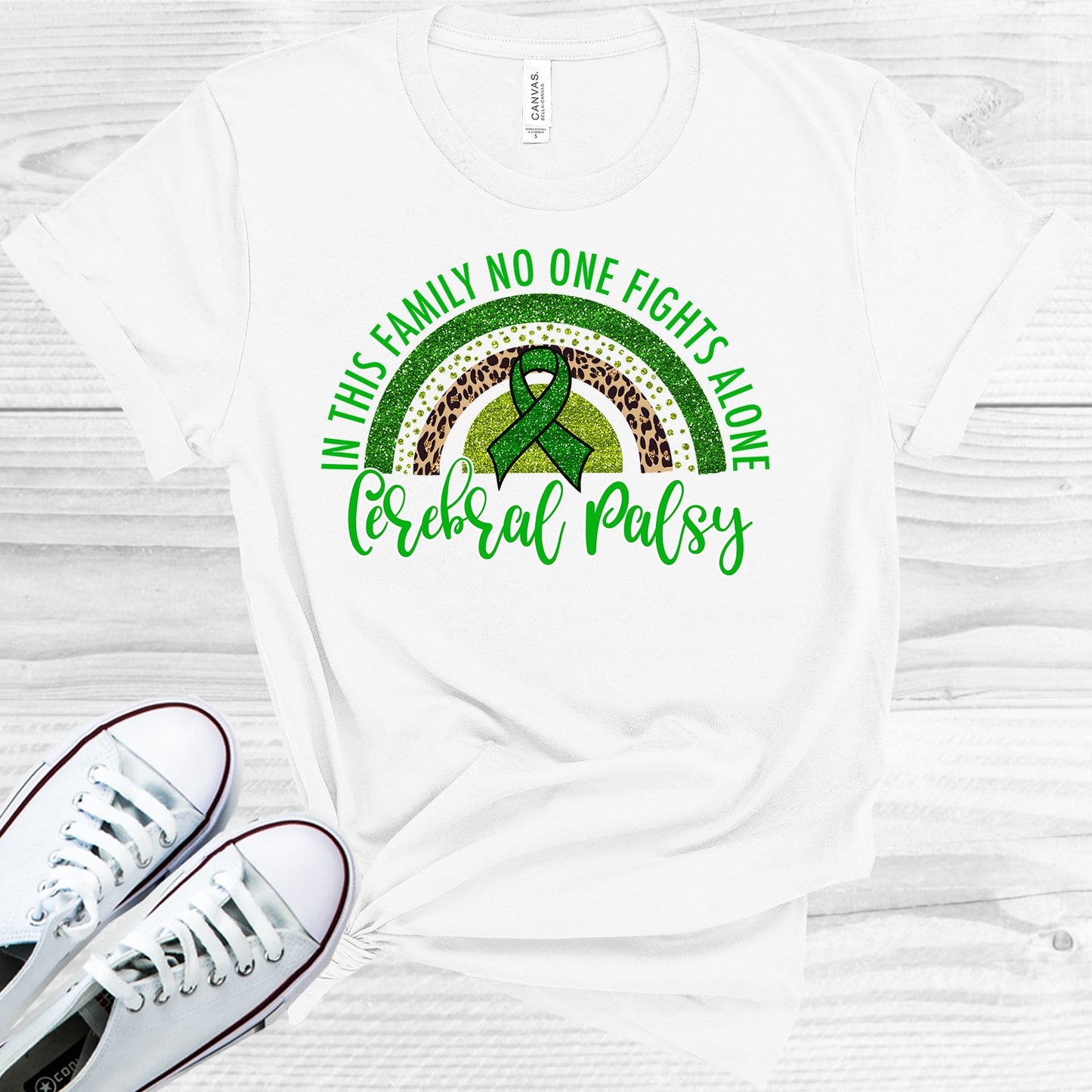 In This Family No One Fights Alone Cerebral Palsy Graphic Tee Graphic Tee