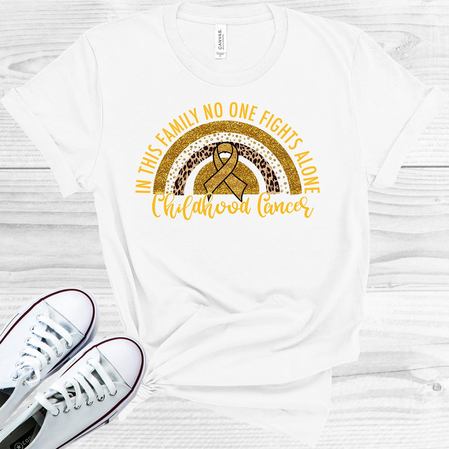 In This Family No One Fights Alone Childhood Cancer Graphic Tee Graphic Tee