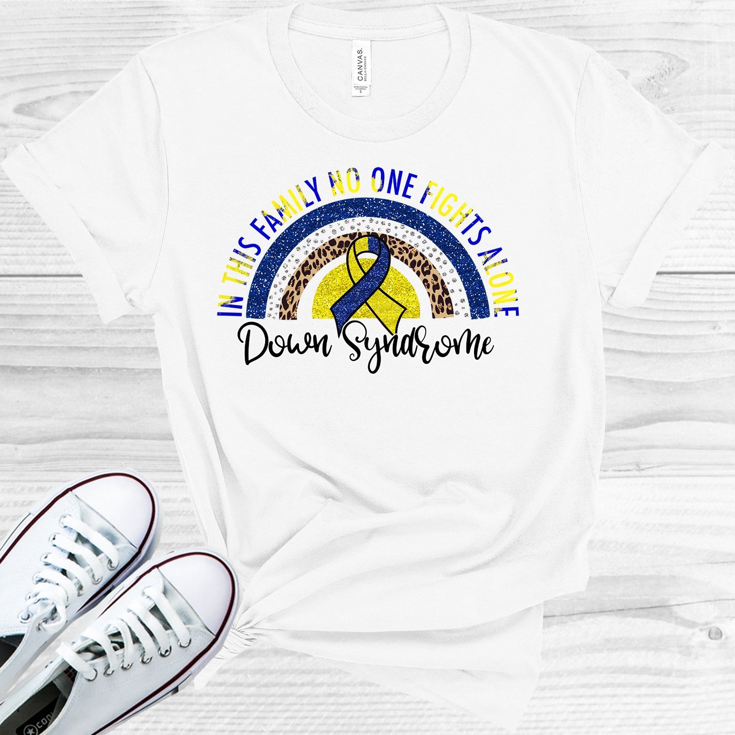 In This Family No One Fights Alone Down Syndrome Graphic Tee Graphic Tee