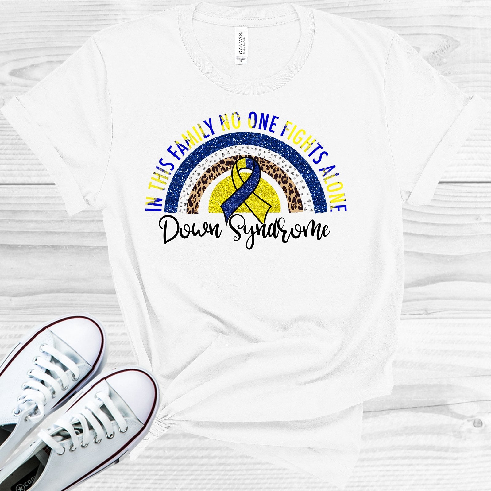 In This Family No One Fights Alone Down Syndrome Graphic Tee Graphic Tee