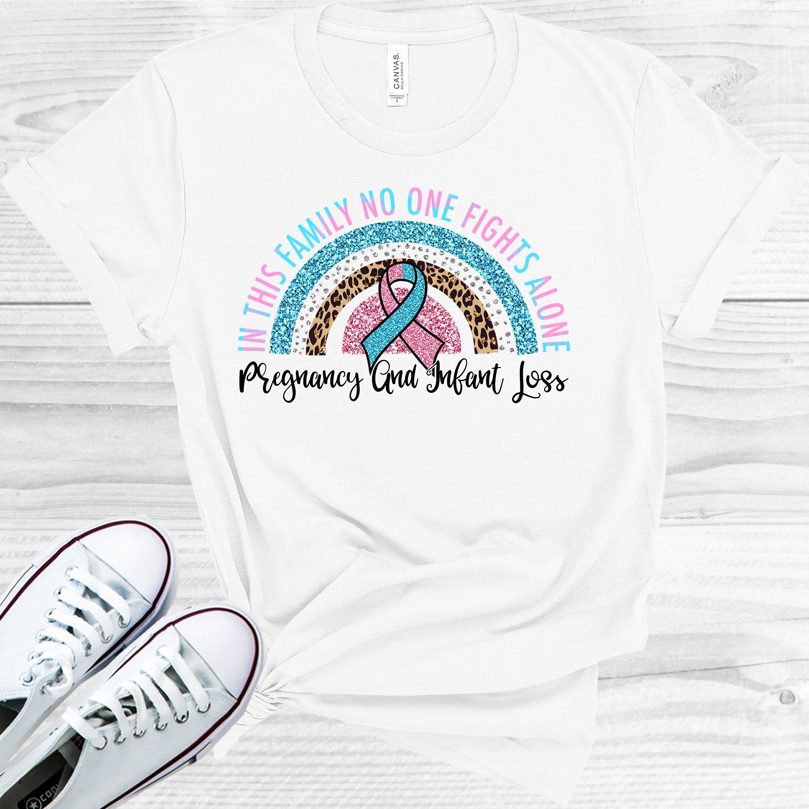 In This Family No One Fights Alone Pregnancy And Infant Loss Graphic Tee Graphic Tee