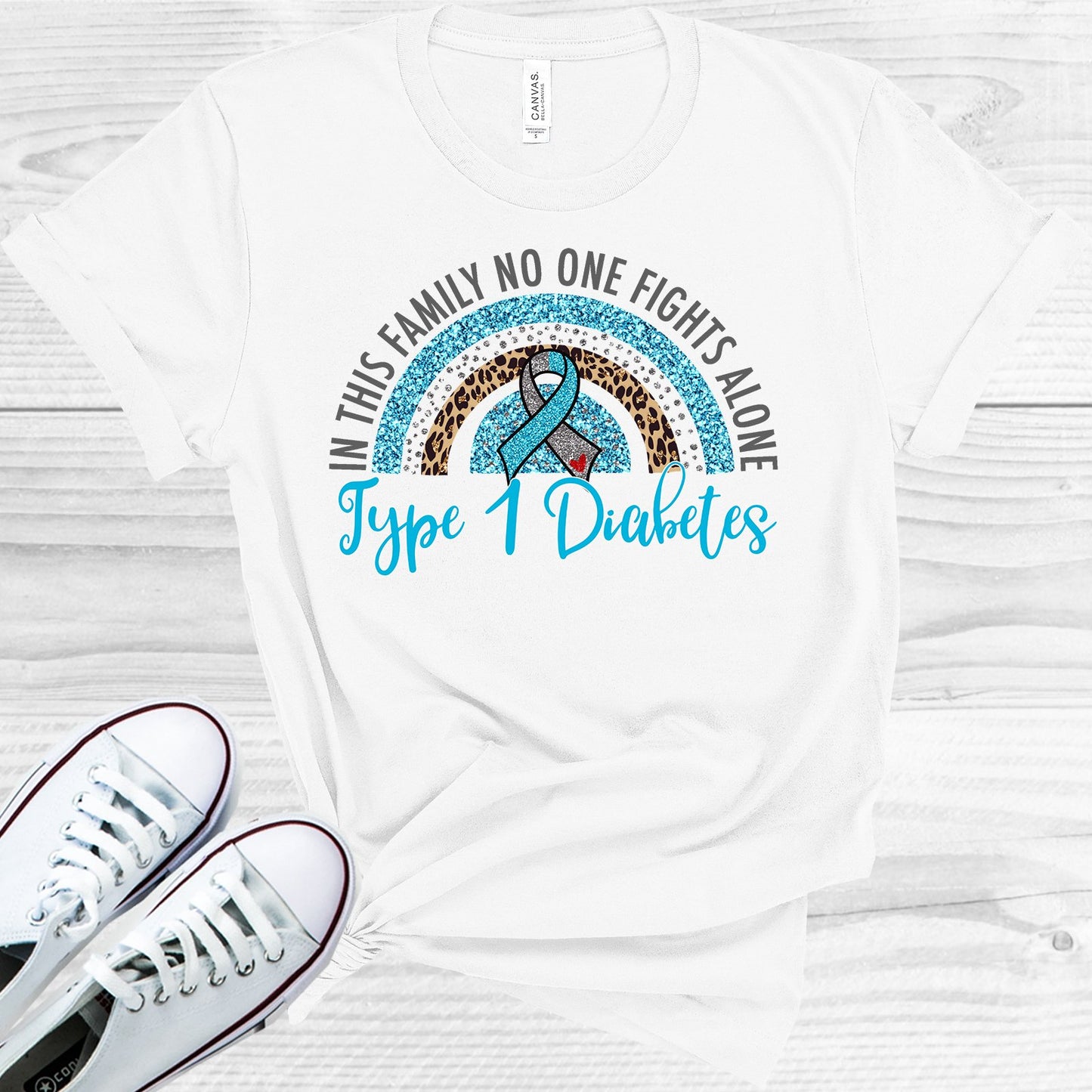 In This Family No One Fights Alone Type 1 Diabetes Graphic Tee Graphic Tee