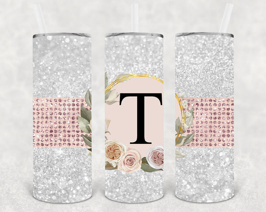 Initial Rose Gold Customized 20 Oz Skinny Tumbler