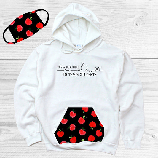 Its A Beautiful Day To Teach Students Pattern Pocket Hoodie Graphic Tee