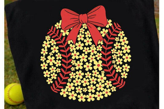 Floral Softball Graphic Tee