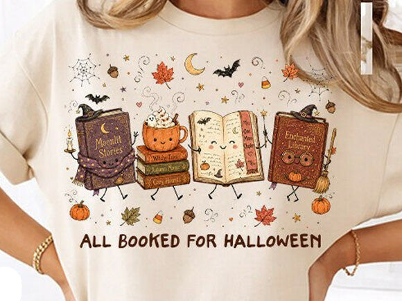 All Booked for Halloween Graphic Tee