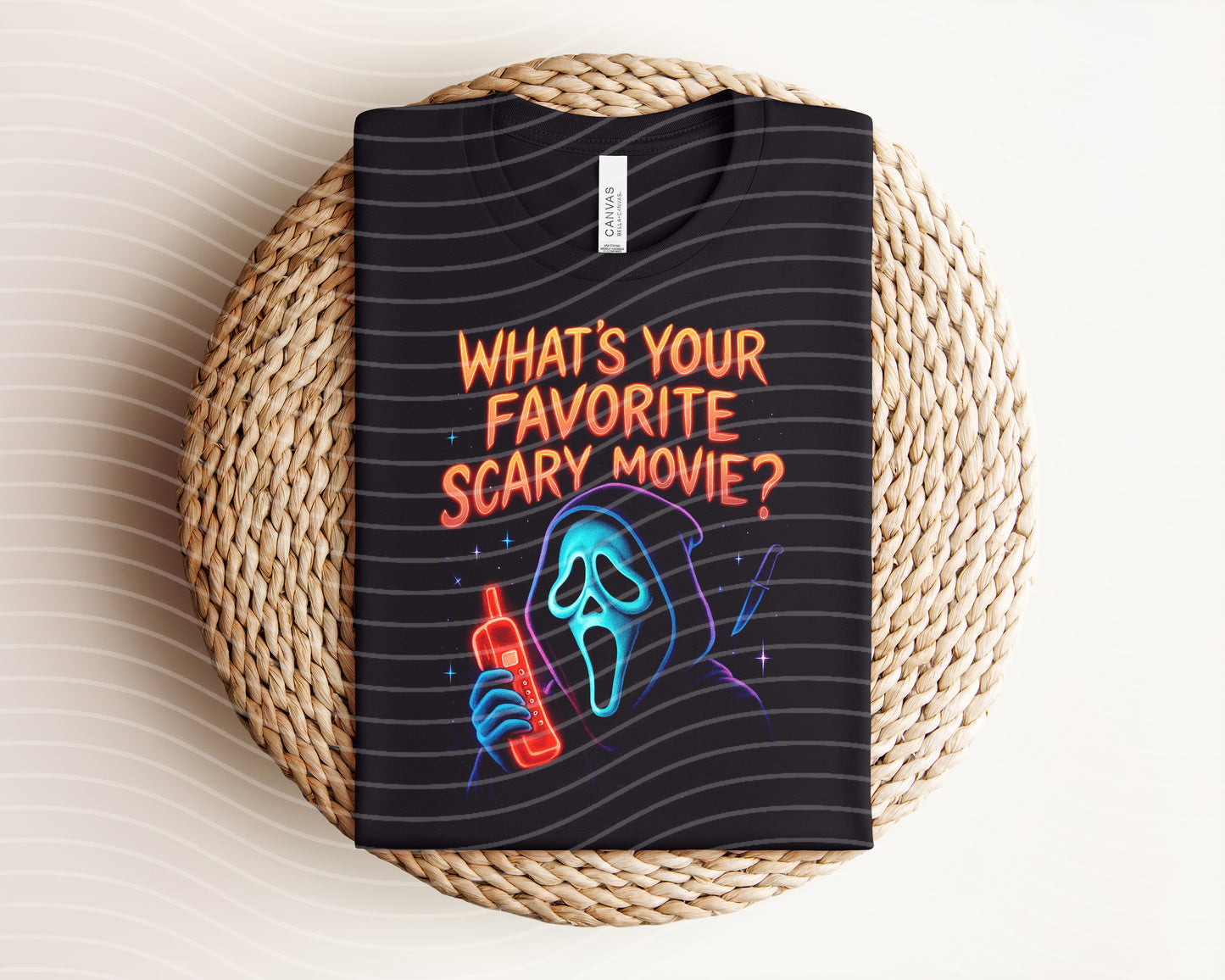 What's Your Favorite Scary Movie Neon Graphic Tee