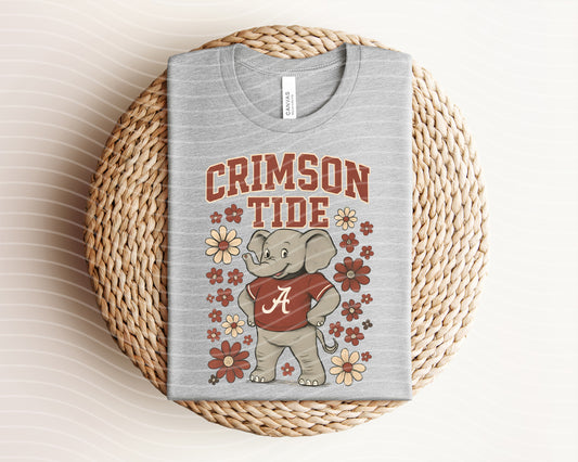 Crimson Tide Flowers Graphic Tee