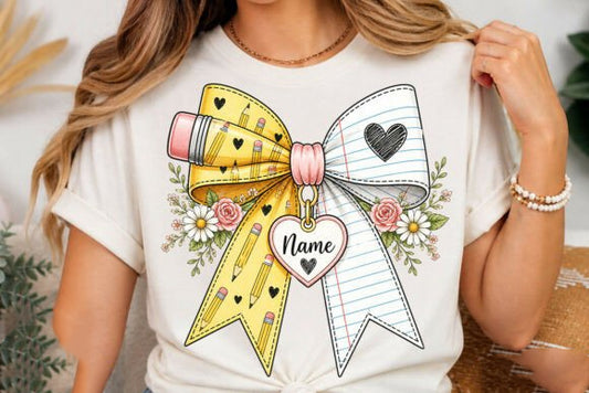 Floral Teacher Bow Graphic Tee
