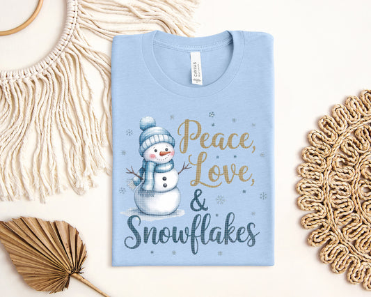 Peace Love & Snowflakes Graphic Tee