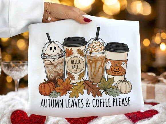 Autumn Leaves & Coffee Please Graphic Tee