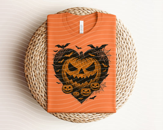 Scary Pumpkin Heart Graphic Tee