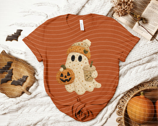 Faux Embroidered Coffee Ghost Graphic Tee