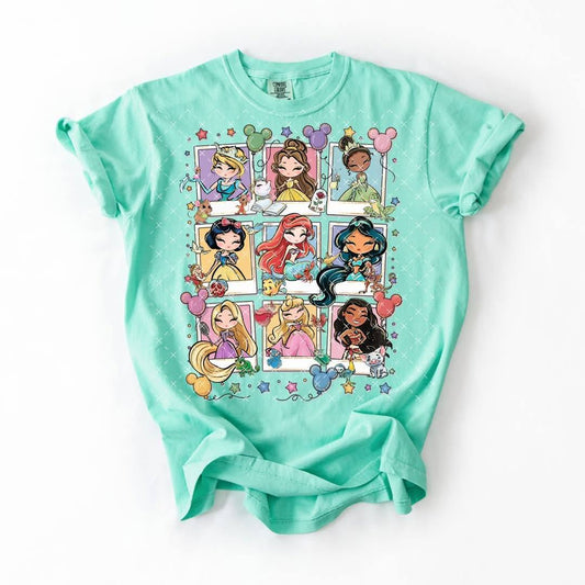 Cartoon Princesses Polaroid Graphic Tee
