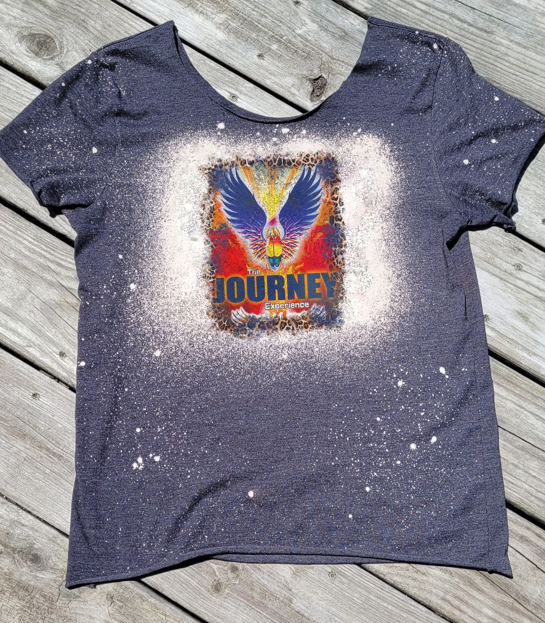 Journey Bleached Off-Shoulder Graphic Tee Graphic Tee