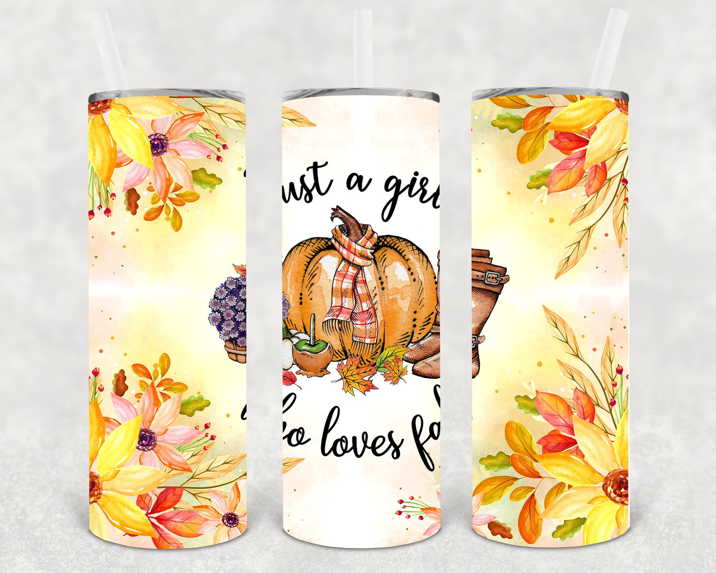 Just A Girl Who Loves Fall 20 Oz Skinny Tumbler