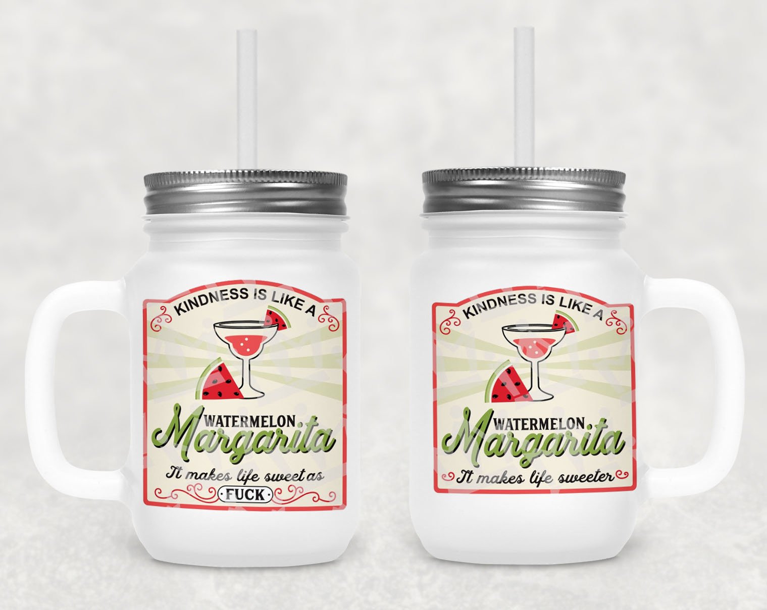 Kindness Is Like A Watermelon Margarita Frosted Mason Jar