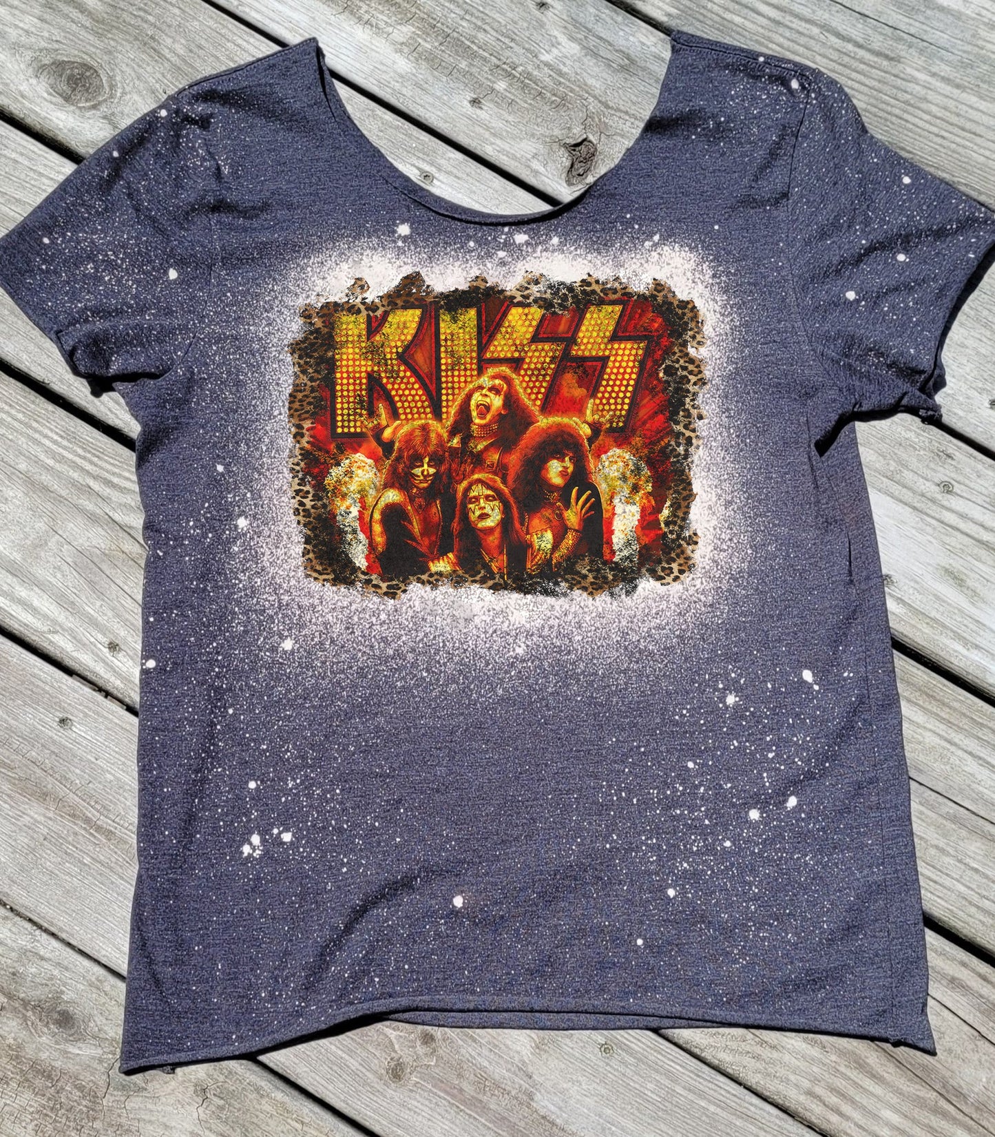 Kiss Bleached Off-Shoulder Graphic Tee Graphic Tee