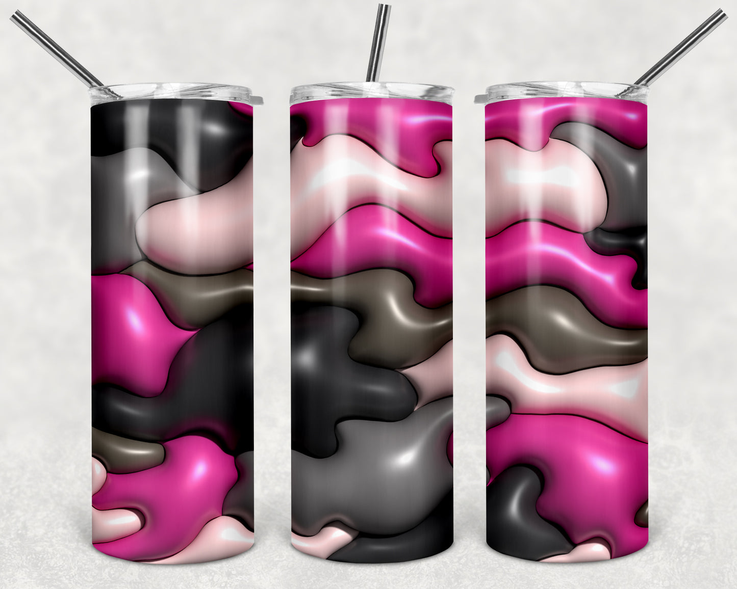 Pink Camo Puffy 20 oz Skinny Tumbler