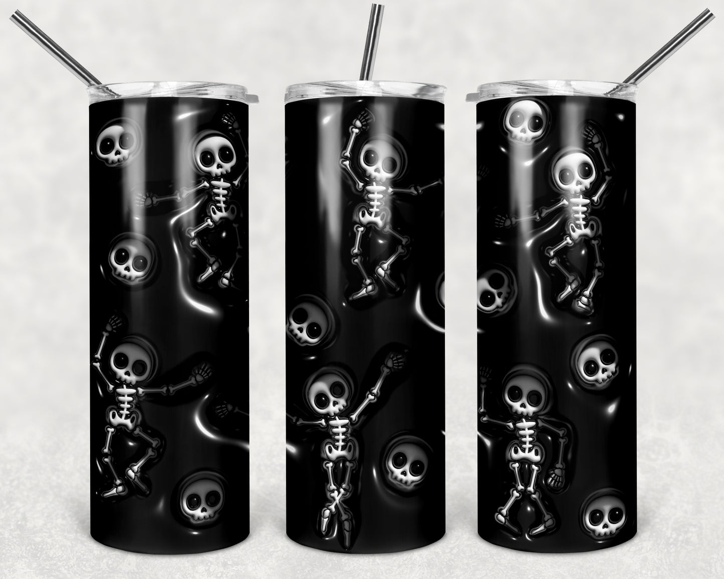 Skeleton Puffy 20 oz Skinny Tumbler