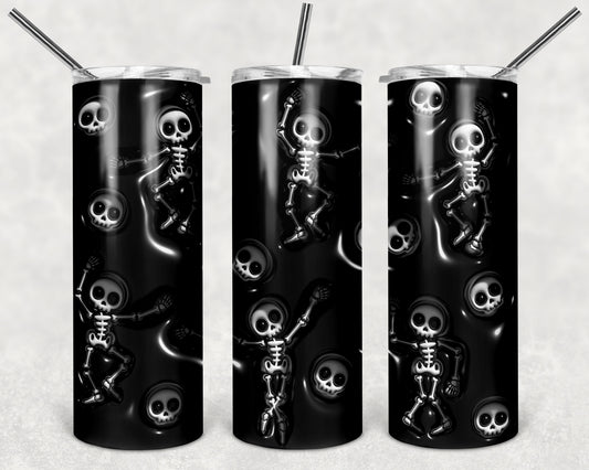 Skeleton Puffy 20 oz Skinny Tumbler