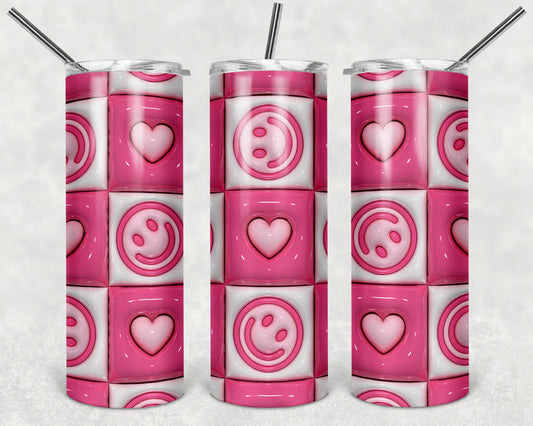 Happy Checkerboard Puffy 20 oz Skinny Tumbler