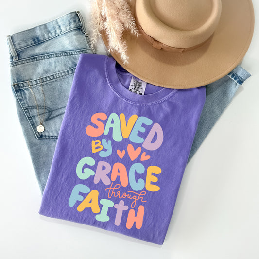 Saved by Grace Through Faith Graphic Tee