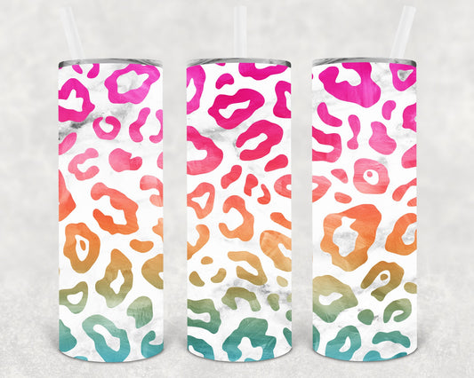 Rainbow Leopard 20 Oz Skinny Tumbler