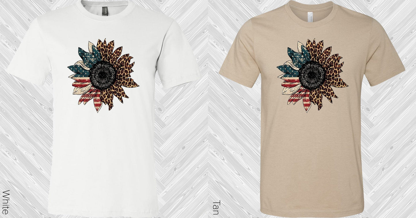 Leopard American Flag Sunflower Graphic Tee Graphic Tee