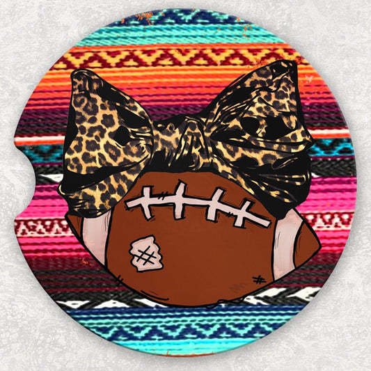 Car Coaster Set - Leopard Bow Football