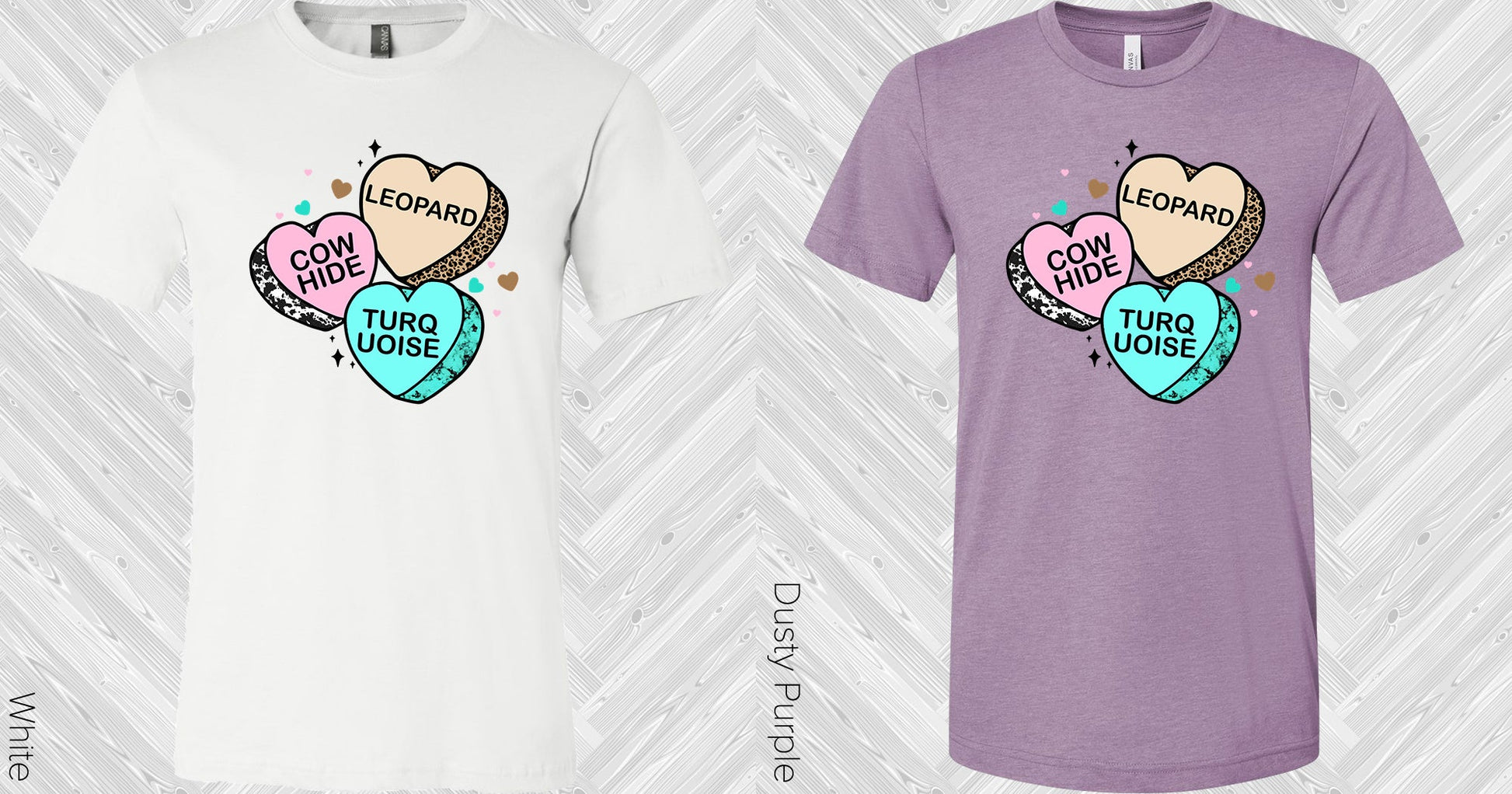 Leopard Cowhide Turquoise Hearts Graphic Tee Graphic Tee