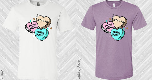 Leopard Cowhide Turquoise Hearts Graphic Tee Graphic Tee