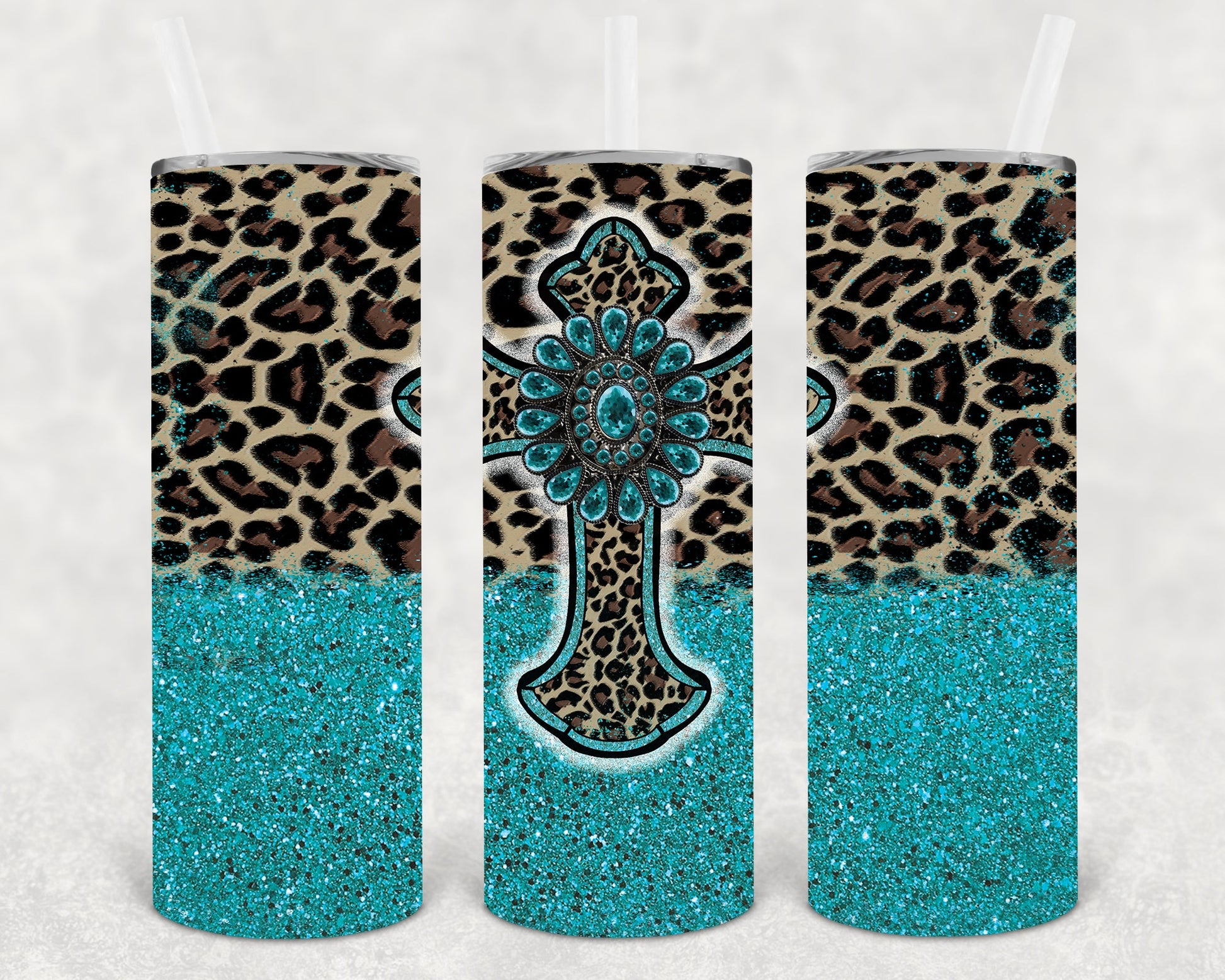 Leopard Cross 20 Oz Skinny Tumbler
