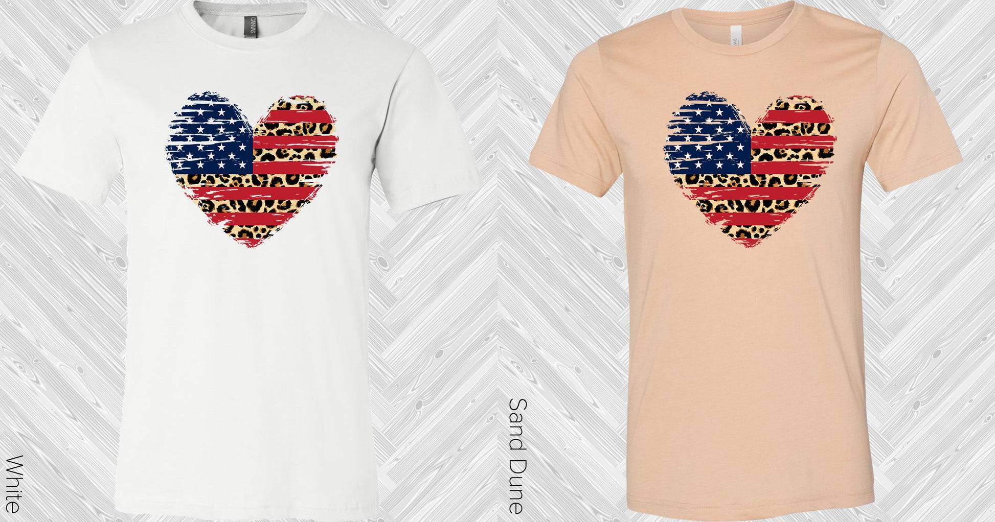 Leopard Flag Heart Graphic Tee Graphic Tee