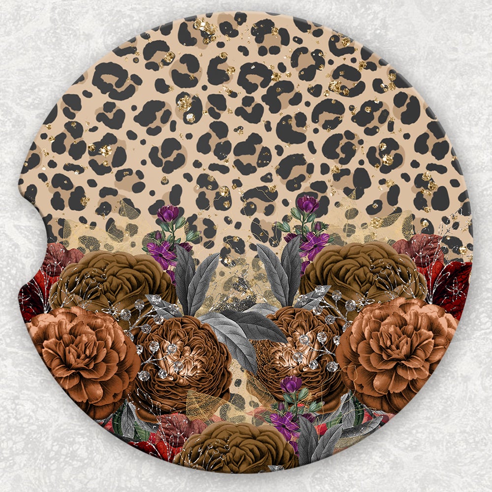 Car Coaster Set - Leopard And Floral