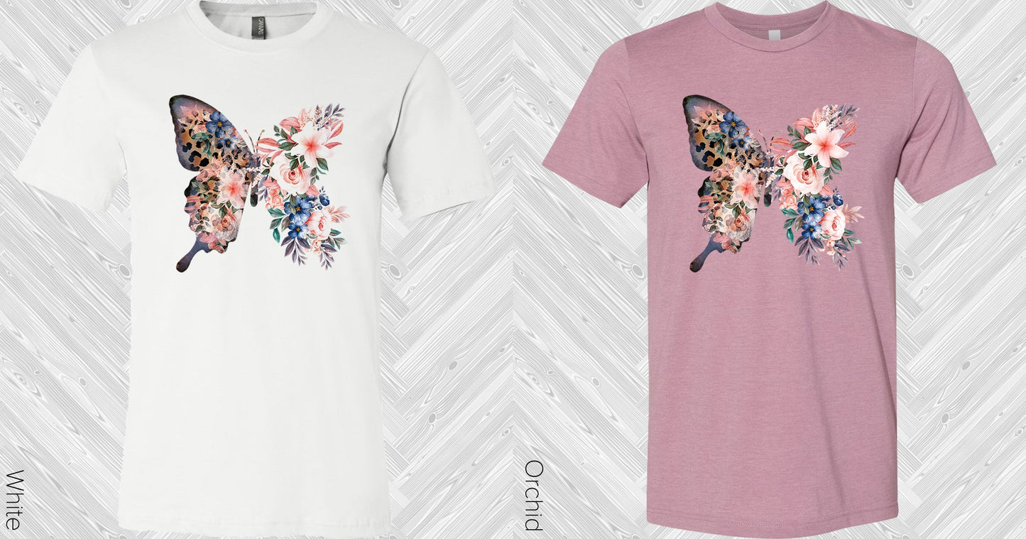Leopard Floral Butterfly Graphic Tee Graphic Tee