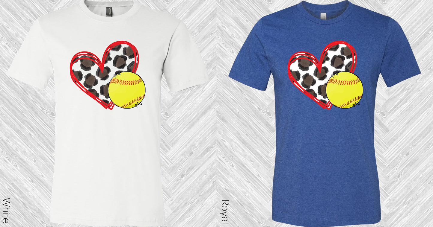 Leopard Heart Softball Graphic Tee Graphic Tee