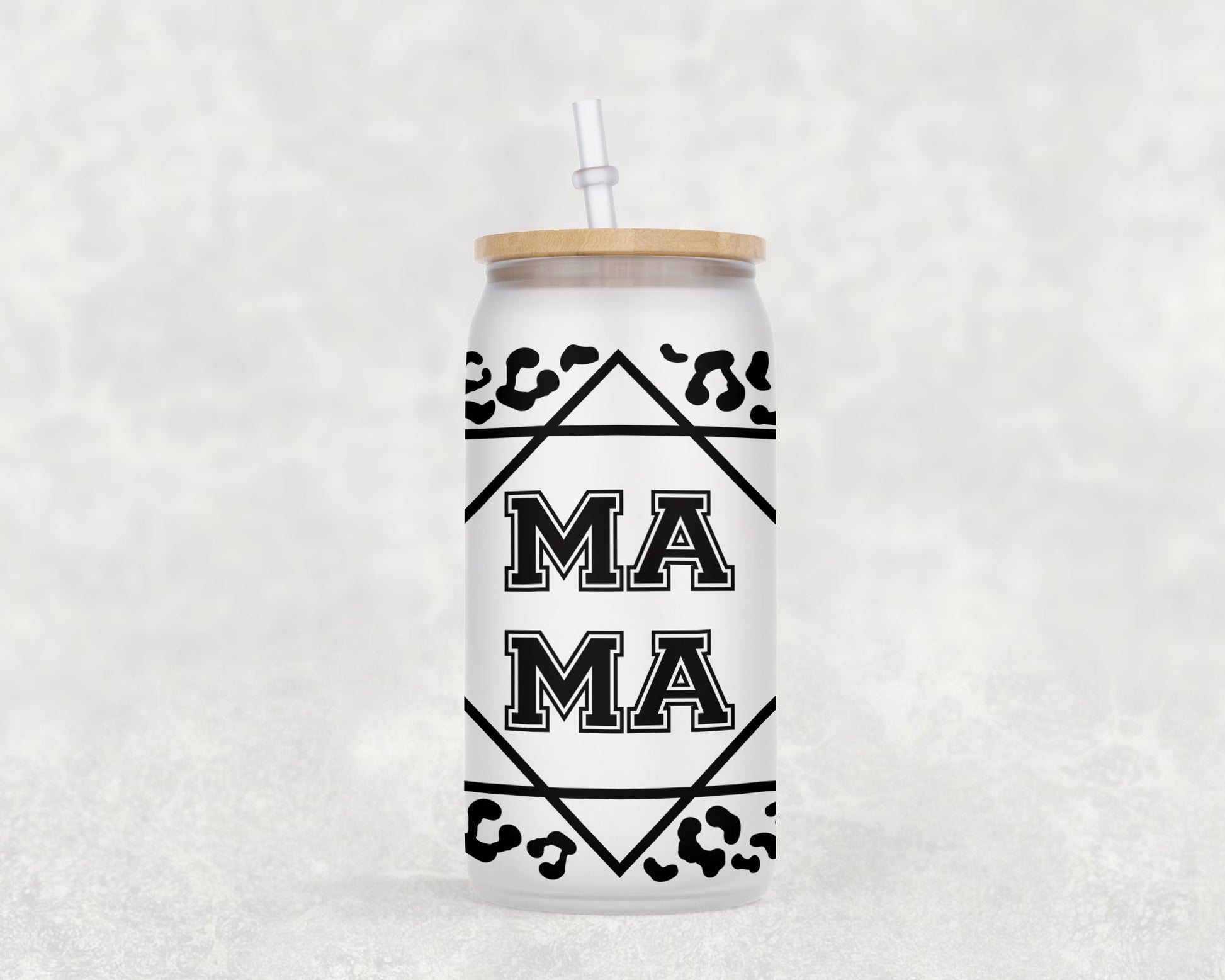Leopard Mama 16 Oz Glass Can Coffee Mug