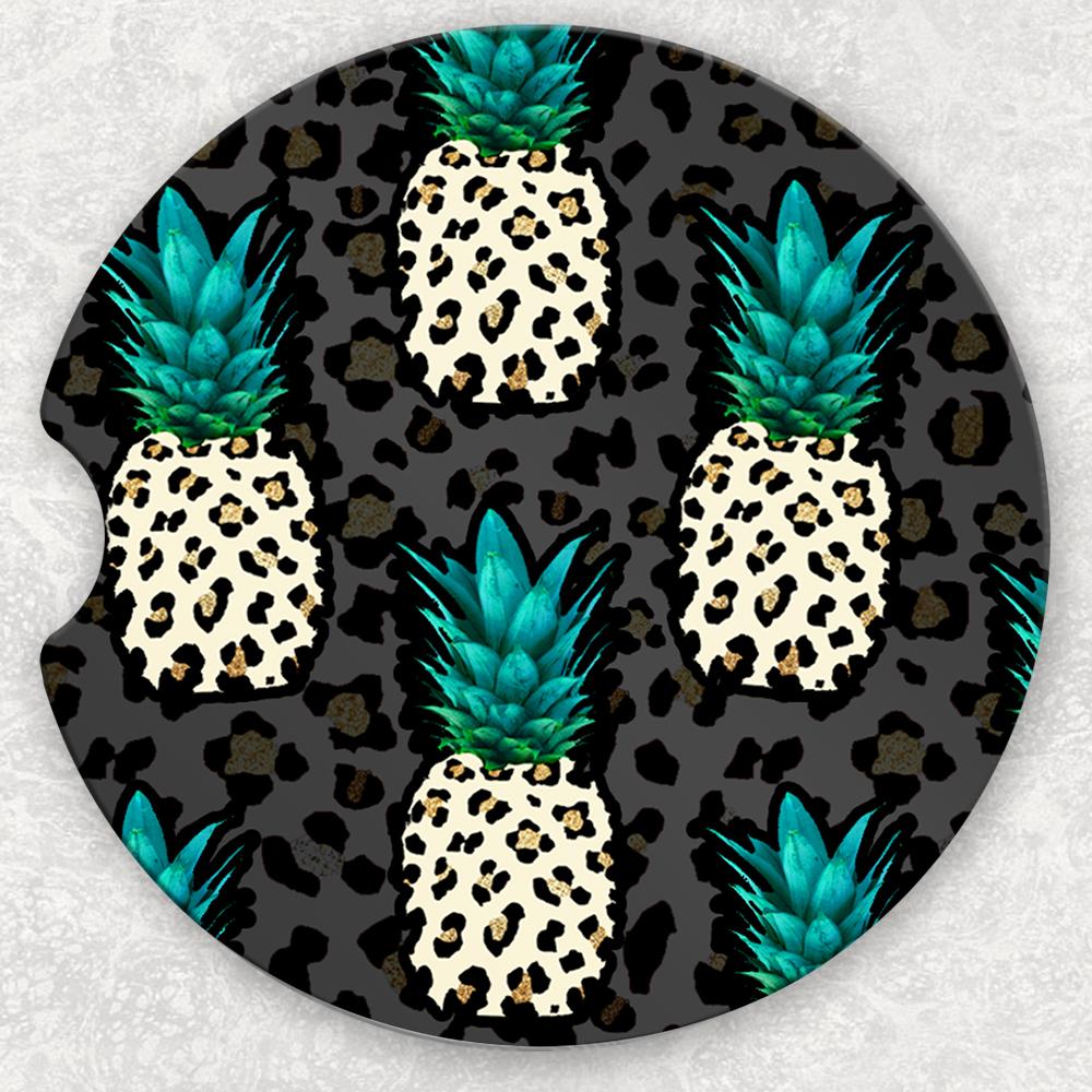 Car Coaster Set - Leopard Pineapples