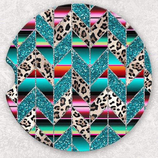 Car Coaster Set - Leopard Serape Chevron