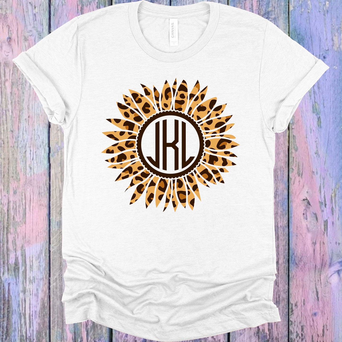 Leopard Sunflower Monogram Graphic Tee Graphic Tee