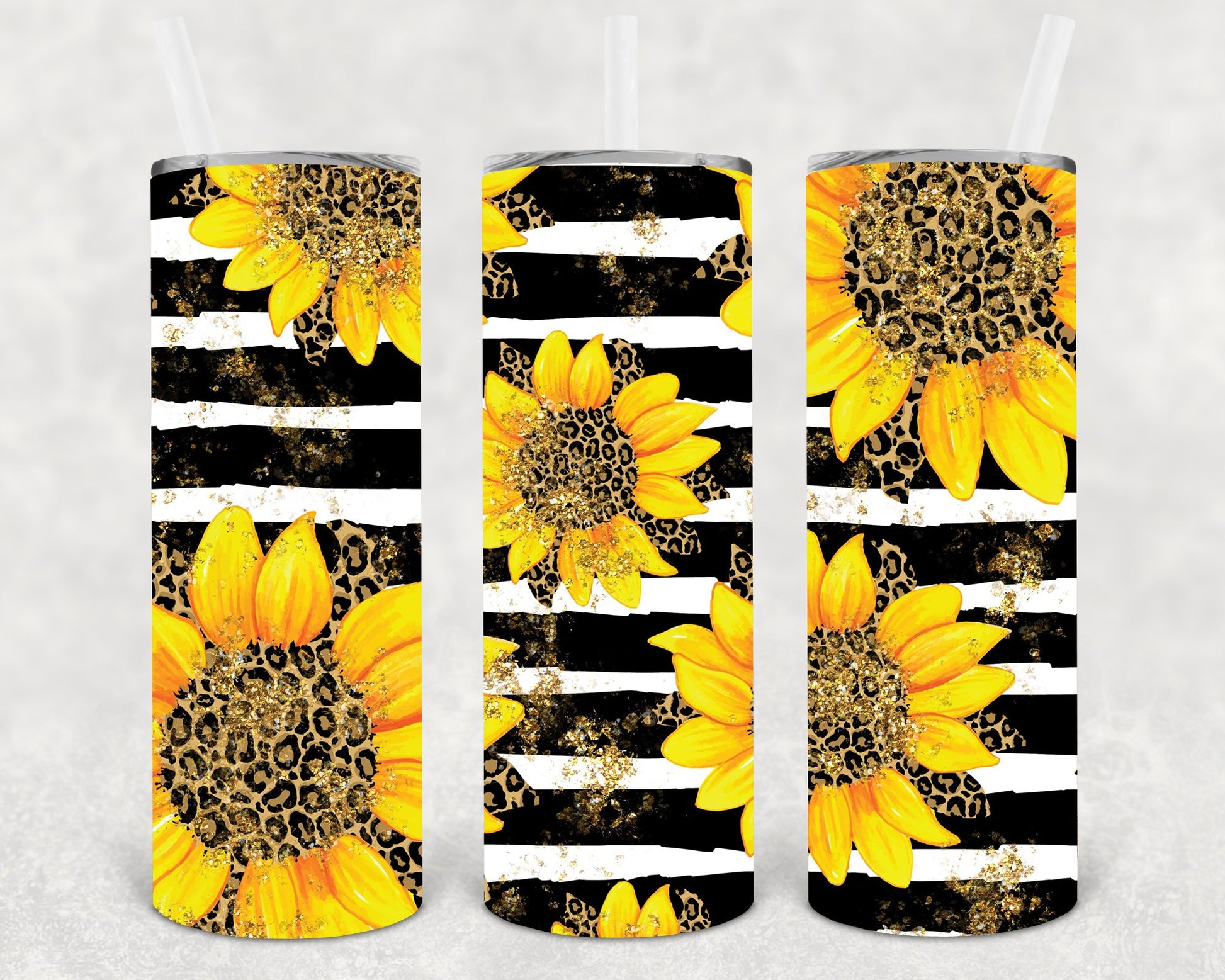 Leopard Sunflowers 20 Oz Skinny Tumbler