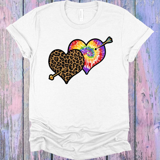 Leopard Tie Dye Hearts Graphic Tee Graphic Tee