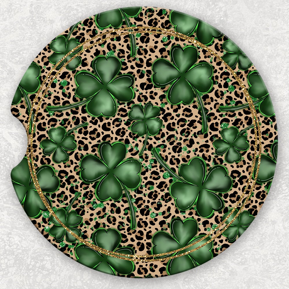 Car Coaster Set - Leopard And Clovers